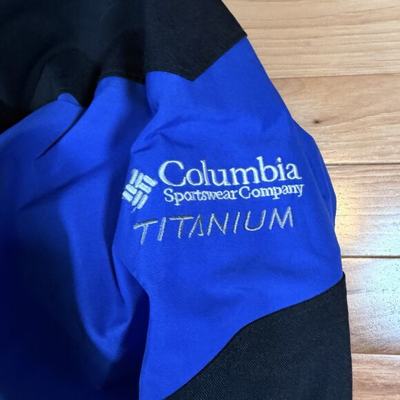 Columbia Titanium OMNI-TECH BREATHABLE SHELL WATERPROOF JACKET Sz L Men Blue - Picture 3 of 11
